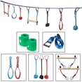 thumbnail image 2 of Sunny & Fun Portable 50 Foot Slackline Monkey Bar and Ladder Kit - Kids Swinging Obstacle Course Set - Bars, Fists, Gymnastics Rings - 250lb Capacity - Storage Bag & Tree Protectors Included, 2 of 8