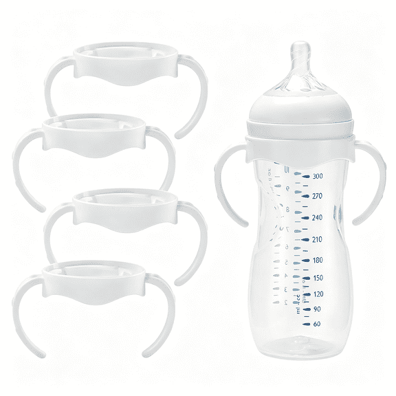 DUPAI (4Pcs Bottles Handles for Natural Baby Bottle,Quick Install&Easy for Little Hands to Hold Baby Bottle Handles,White