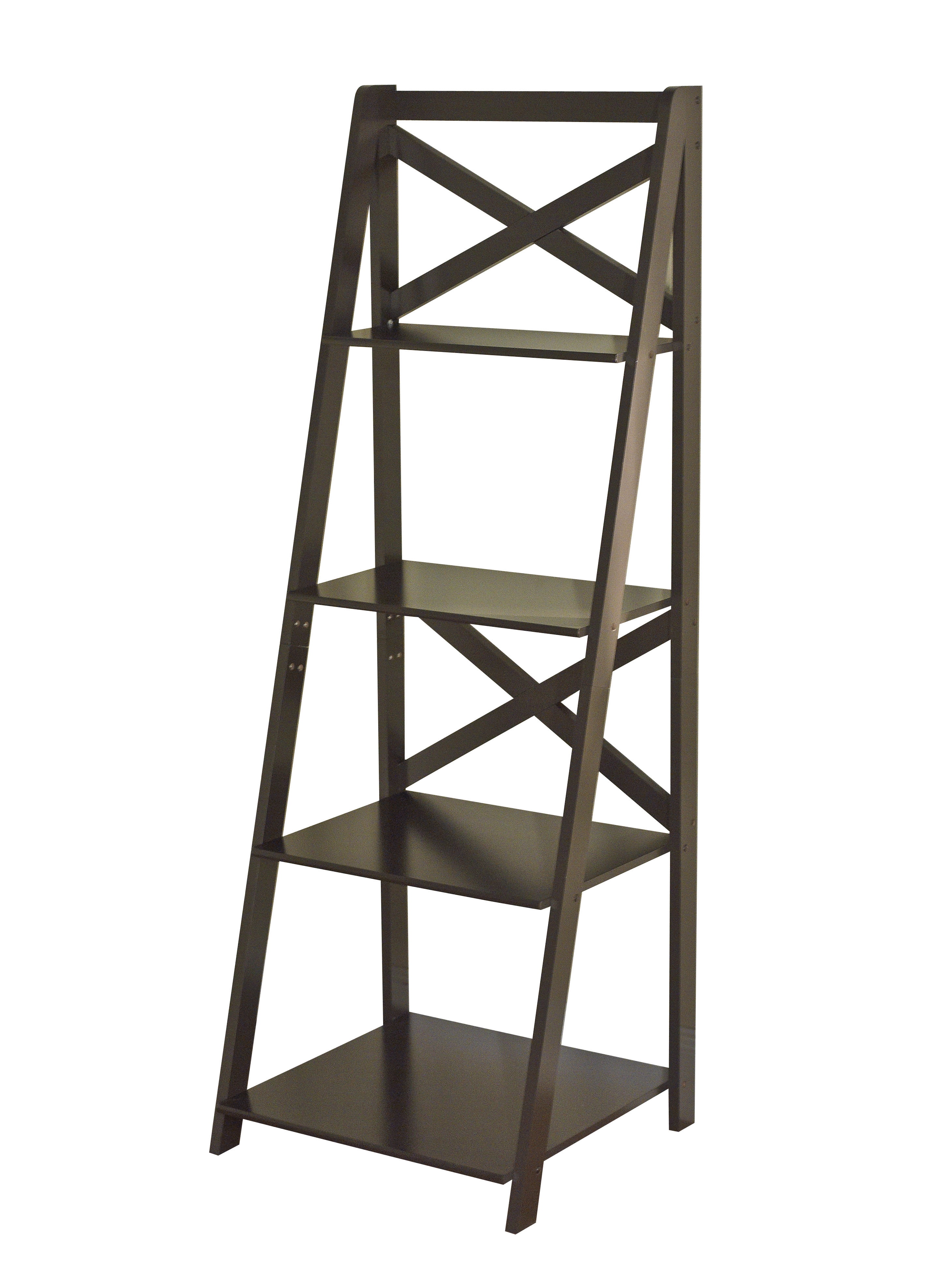TMS X 4 - Tier Shelf, Ladder Bookcase, Espresso