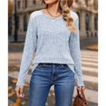 thumbnail image 4 of Camisas de Larga y Cuello Redondo para Mujer, Corte Holgado, Estilo Túnica Informal Elegante, Suéter, Ropa de Otoño e Invierno Azul XXL, 4 of 10