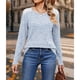 thumbnail image 4 of Camisas de Larga y Cuello Redondo para Mujer, Corte Holgado, Estilo Túnica Informal Elegante, Suéter, Ropa de Otoño e Invierno Azul M, 4 of 10
