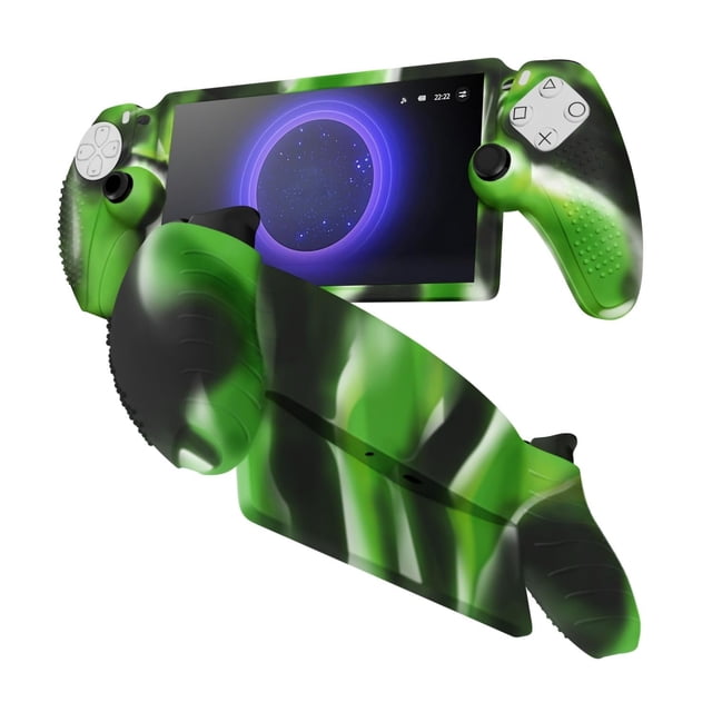 TNP Protective Silicone Cover Case for PlayStation Portal - Protector Skin Cover for PS Portal Shell with Anti-Slip Shock-Absorption Anti-Fingerprint Scratch-Resistant Camouflage Green