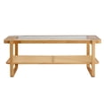 thumbnail image 5 of Yesfashion Solid Wood Modern Simple Rectangular Double Layer Solid Wood Glass Table Top Coffee Table Rattan Chinese Side Table Small Rectangular Table Suitable for Living Room, Dining Room And Bedroom, 5 of 9