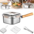 thumbnail image 1 of Multi-function Frying Cooker Set - Fryer, Steamer & Vegetable Washer | Japanese Deep Steel Pot with Basket | Portable Outdoor/Indoor Cooking Pot for Camping, Kitchen & Home Use, 1 of 8