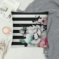 thumbnail image 2 of COMIO &nbsp;Black White Stripes Pillow Cases Floral Peony Rose Wildflowers Spring Summer Leaves Natural Pillow Sham Throw Pillow Covers One Side Printing Standard Size, 2 of 5