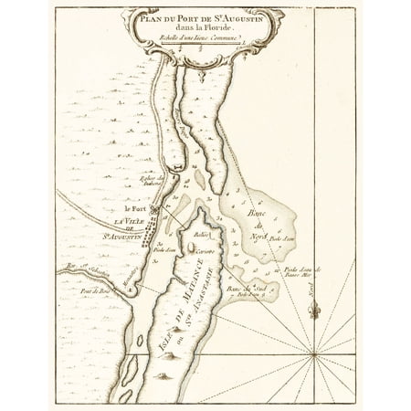 Historic City Map - St Augustine Florida - Bellin 1764 - Vintage Wall Art