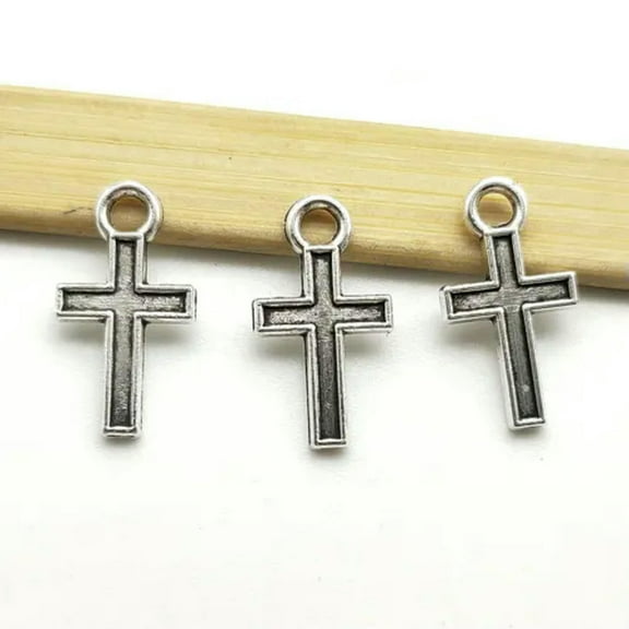 U8MO 20/50/200pcs mini cross Antique Silver Charms Pendants for Jewelry Making 16*9mm-50pcs