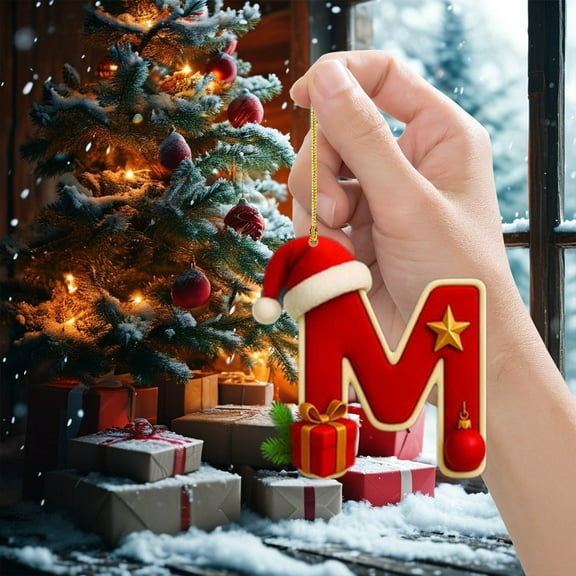 Flat Acrylic Alphabet Ornament – Personalized 2D Letter Pendants, Reusable Christmas Tree Hanging Decor Spell Names for Family Party and Photo Prop