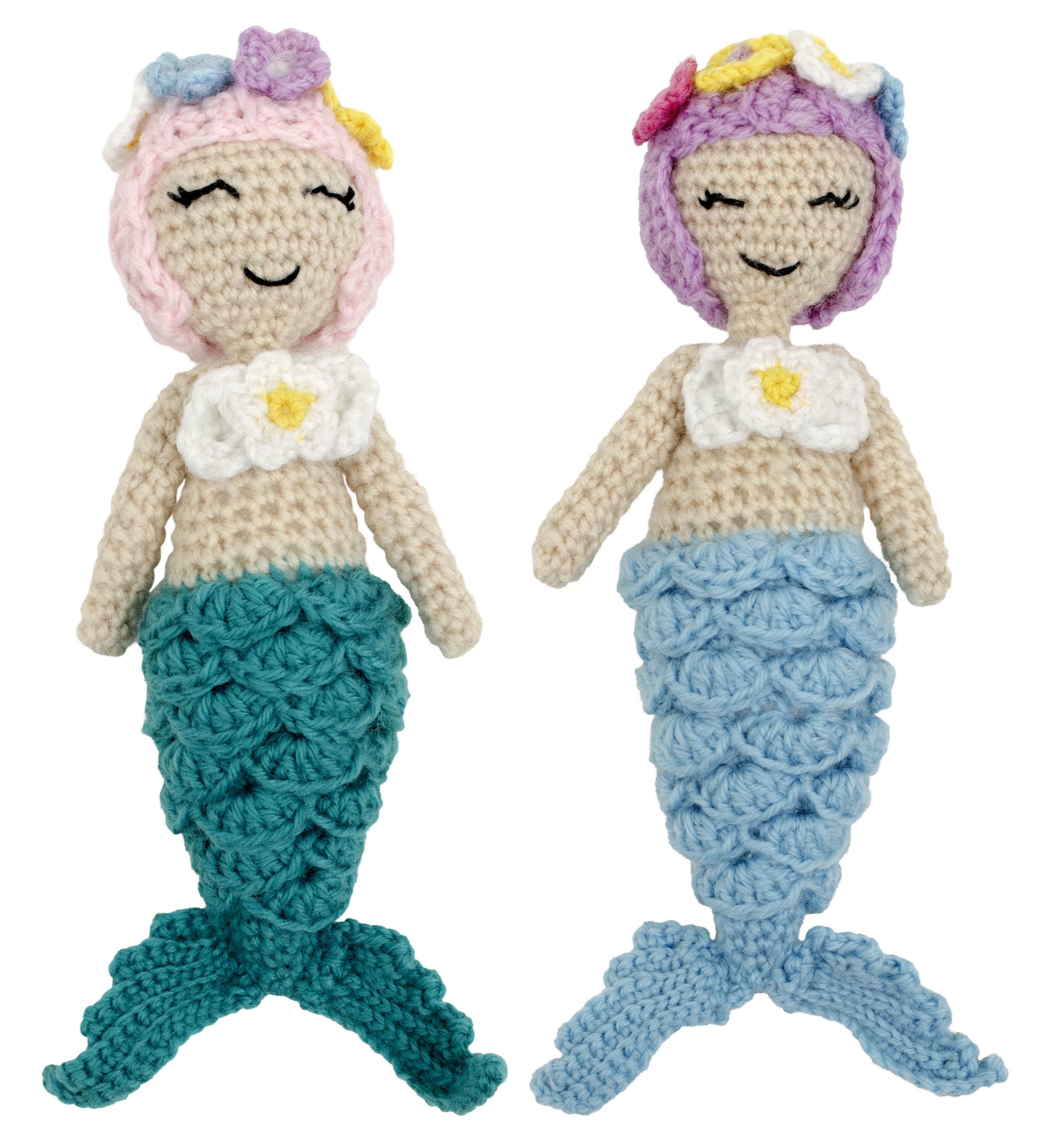 Needle Creations Intermediate Sealife Crochet Kits, 2 Mermaid and Jellyfish, Craft Crochet Kit with Instructions, 3 pack