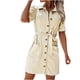 thumbnail image 1 of Vestido de mezclilla delgado con lazo de manga corta con botones a la moda de verano para mujer Fridja  bnh1592, 1 of 1