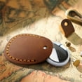 thumbnail image 2 of Elegant Leather AirTag Case – Handmade Brown Keychain Holder for Secure Anti-Lost Storage, 2 of 5