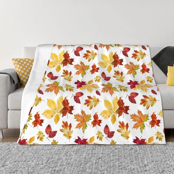 Fotbe Autumn Leaves 1 Manta de Franela con Estampado, Manta Ultrasuave para Cama, Sofá, Auto, Hipoalergénica y Antibolitas-40"x30"