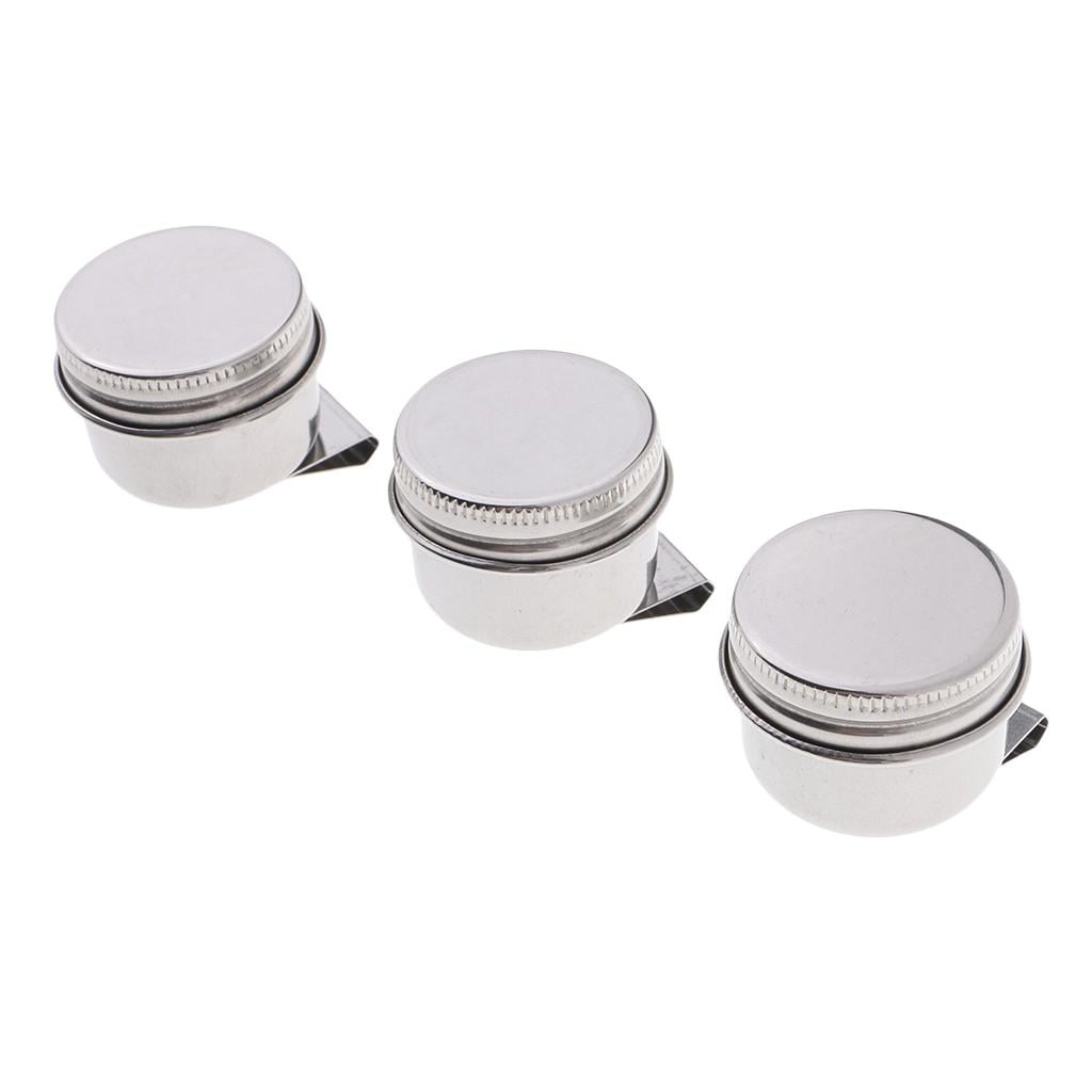 3 Stainless Steel Artist Round Dipper Palette Clip Container for Oil Mediums 