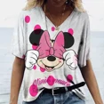 thumbnail image 3 of Camiseta holgada con estampado de dibujos animados de Disney Mickey Mouse para mujer, camisetas de verano de manga corta con cuello en V, camisetas kawaii, ropa femenina, 3 of 5