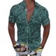 thumbnail image 1 of Camisas Hombre Manga Corta Hombres Casual Manga corta Primavera Verano Turndown Neck 3D Impreso Camisas Moda Top Blusa Camisas (Green, XXL), 1 of 4
