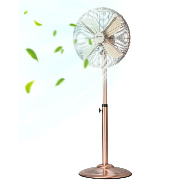 VEVOR Ventilateur sur Pied Industriel 16 Pouces 3 Vitesses Oscillant Hauteur Réglable Cuivre