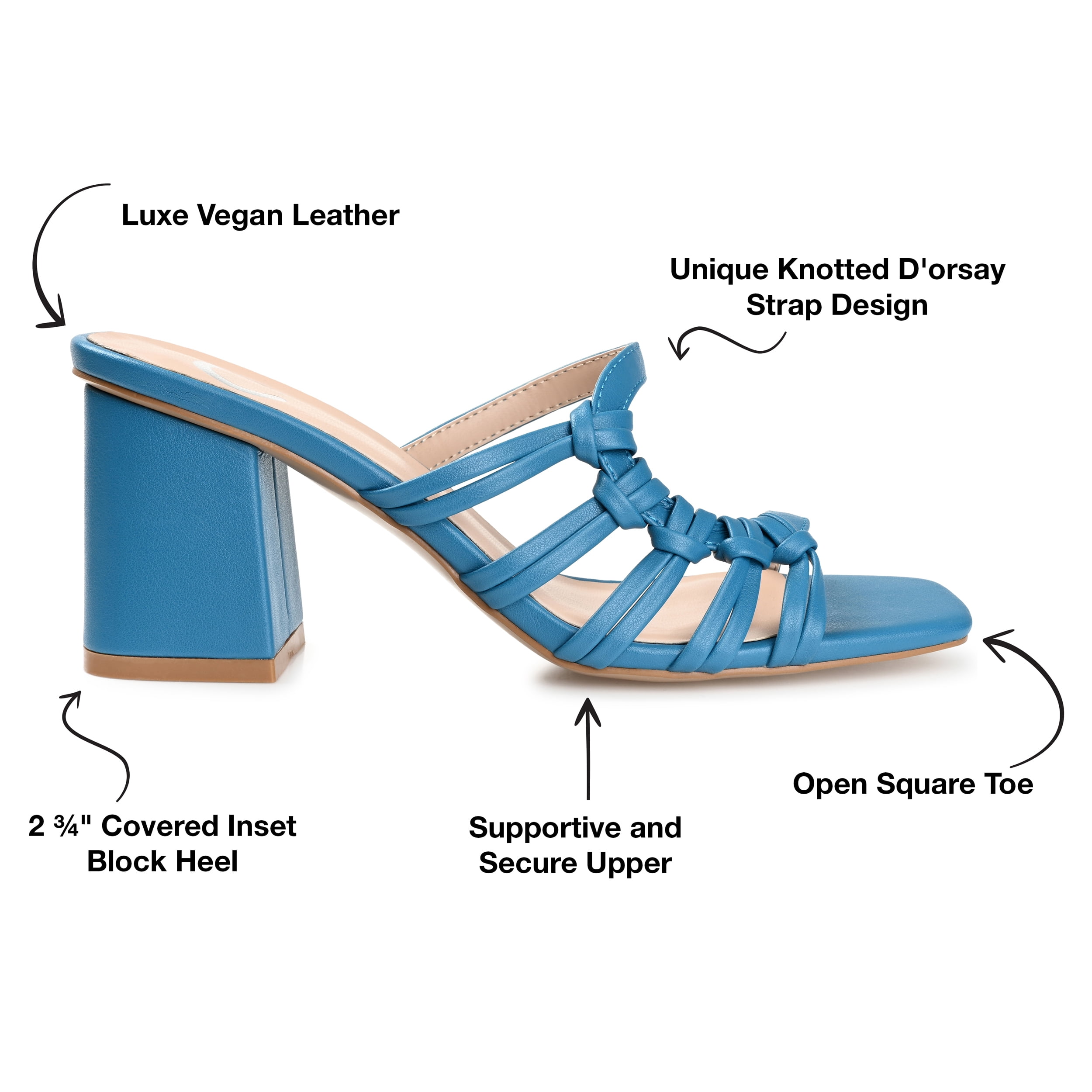 Journee Womens Emory Open Square Toe Block Heel Sandals