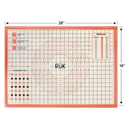 Silicone Pastry Mat with Measurements, RUK Large Thick Non Stick Silicone Baking Fondant Mat Counter Mat, Dough Rolling Mat Pie Crust, Pizza and Cookies, Premium Kneading Mat (16 x 26Inch)