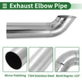 thumbnail image 5 of Unique Bargains 3" ID Inlet Turn Down Exhaust Tip T304 Stainless Steel Surface Polishing Mandrel Bend Elbow Tube 12" Overall Length Suitalbe for 3" OD Tailpipes, 5 of 7
