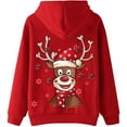 thumbnail image 3 of Sudaderas con capucha de gran tamaño para mujer, sudaderas con estampado de alces de Navidad de manga larga con bolsillo, Tops con cordón Fridja FKASFK5176, 3 of 4