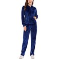 thumbnail image 2 of FUTATA Women's Velour Tracksuit Outfits Joggers Set Long Sleeve Hooded and Sweatpants 2 Piece Velour Sweatsuits Set Blue S, 2 of 6
