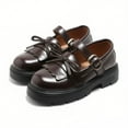 thumbnail image 4 of Brown Girls Platform Mary Janes Chunky Sole School Shoes for Kids Adjustable Buckle Strap Round Toe Casual Comfortable Shoes,Size 8.5-9T, 4 of 5