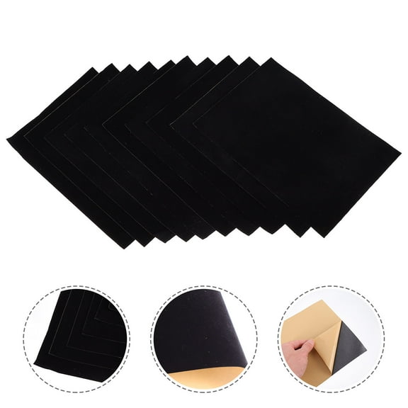FRCOLOR Self-Adhesive Flocking Cloth Black Liner for Jewelry Boxes and Crafts 10Pcs