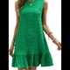 thumbnail image 1 of Vestido Corto Informal de Verano con Cuello Redondo y Volantes para Mujer, Sin Mangas y con Dobladillo Fruncido. Verde M, 1 of 8