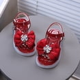 thumbnail image 5 of KPOPLK Girls Sandals Open Toe Cute Flats Dress Sandals Summer Cross Strappy Shoes Toddler/Little Kid/Big Kid Size 6.5,Red, 5 of 8