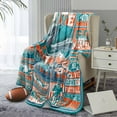 thumbnail image 3 of Miami Gifts for Men Women, Miami Football Blanket, Green and Orange Team Color Style, Football Merch Gear, Soft Flannel Throw Blankets 50"x60"., 3 of 6