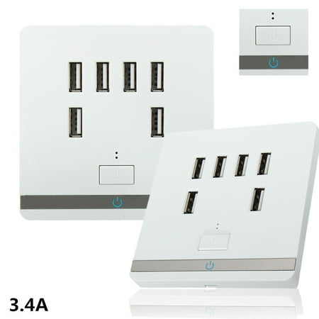 Receptacle Outlet Adapter 3.1A USB Outlet Wall Socket Receptacle Power Adapter Panel with ON/OFF Switch CE Certificate Fast Charging For Cellphone Tablet MP3 Fan Camera ()