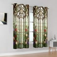 thumbnail image 2 of Stained Glass Window Curtain Flower Plant Curtain Floral Botanical Vintage Drapes Blackout Noise Reduction Curtains For Bedroom Living Room Decor-42"W x 84"L (Pack of 2), 2 of 6