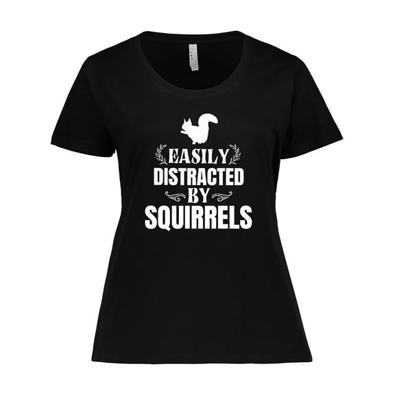 Inktastic Easily Distracted by Squirrels Women's Plus Size T-Shirt