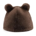 thumbnail image 4 of Gorro VPTMRP para mujer, pelo peludo y orejas de oso, color rosa cálido, 4 of 7
