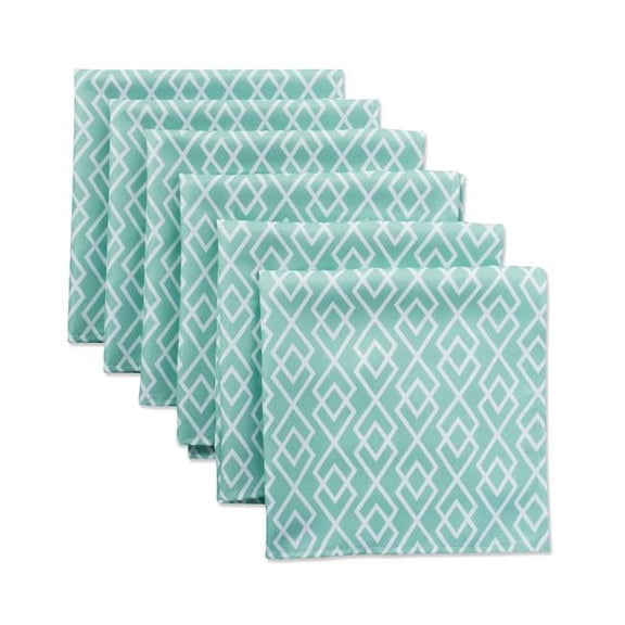 DII Modern Polyester Diamond Print Outdoor Napkin in Blue (Set of 6)