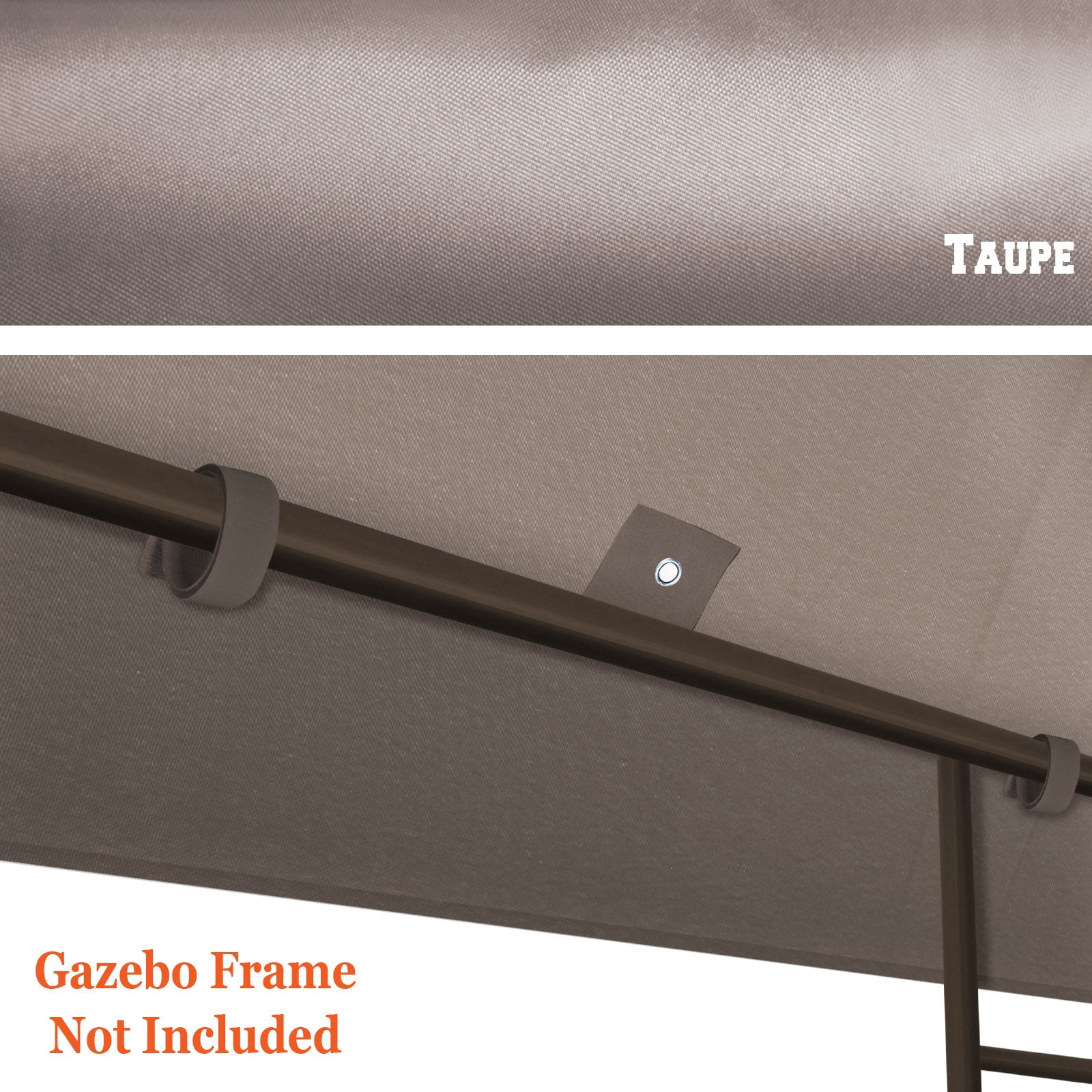 SUNRISEUMBRELLA 119“”x119” Gazebo Replacement Canopy Top Single Tier Canopy Top Cover(TAUPE)