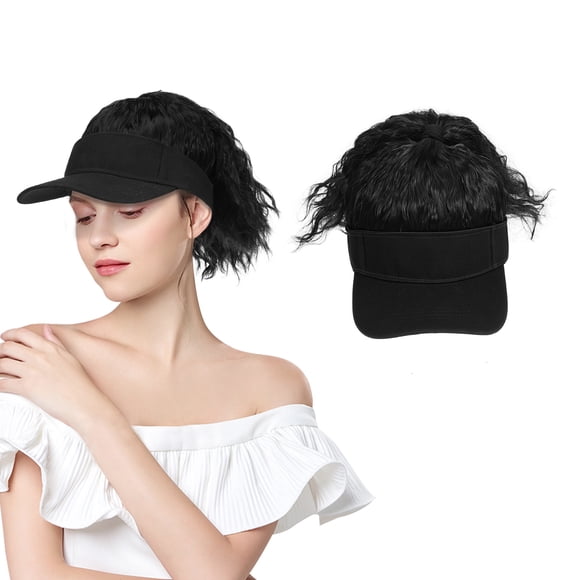 Gorra de béisbol con cola de caballo rizada: Peluca elegante para mujer - Cola de caballo alta con visera para uso diario y fiestas. Peluca sintética.