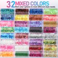 thumbnail image 3 of 32 botellas de copos para uñas: polvos brillantes surtidos, purpurina fina, decoraciones para manicura, arte de uñas, decoración de uñas para San Valentín., 3 of 7