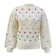 thumbnail image 4 of Baqcunre Women's Sweaters Women's Round Neck Colorful Knit Pullover Sweater Crewneck Sweatshirts Fall Outfits Women Trendy Beige L, 4 of 8