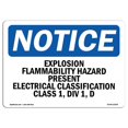 thumbnail image 1 of SignMission OS-NS-A-1014-L-12269 10 x 14 Po Panneau d'Avertissement OSHA - Risque d'Inflammabilité par Explosion Présent Électrique, 1 of 1