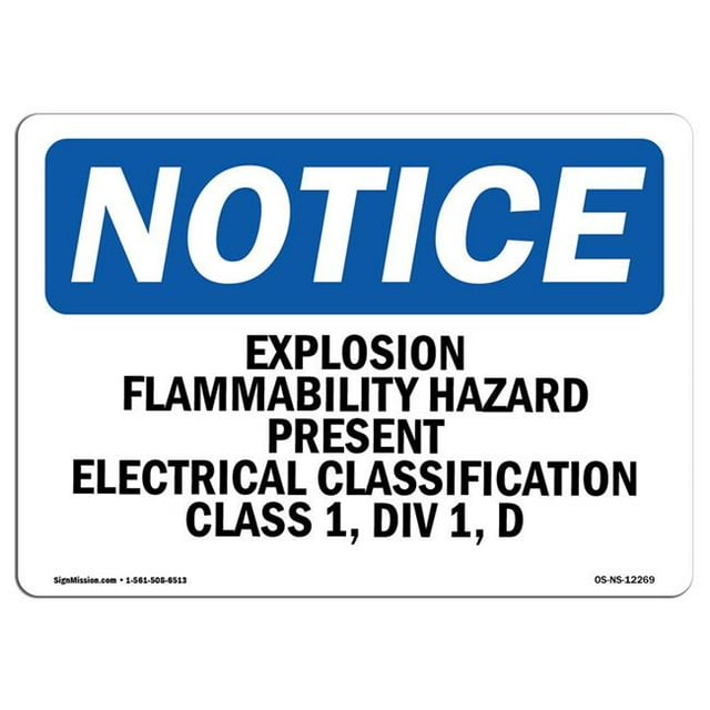 SignMission OS-NS-A-1014-L-12269 10 x 14 Po Panneau d'Avertissement OSHA - Risque d'Inflammabilité par Explosion Présent Électrique