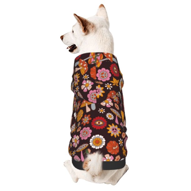 Balery 70s Groovy Hippie Retro Sudadera con Capucha para Perros Pequeños – Ropa para Mascotas, Disfraz para Perros y Gatos, Ideal para Fiestas y Cosplay-Small
