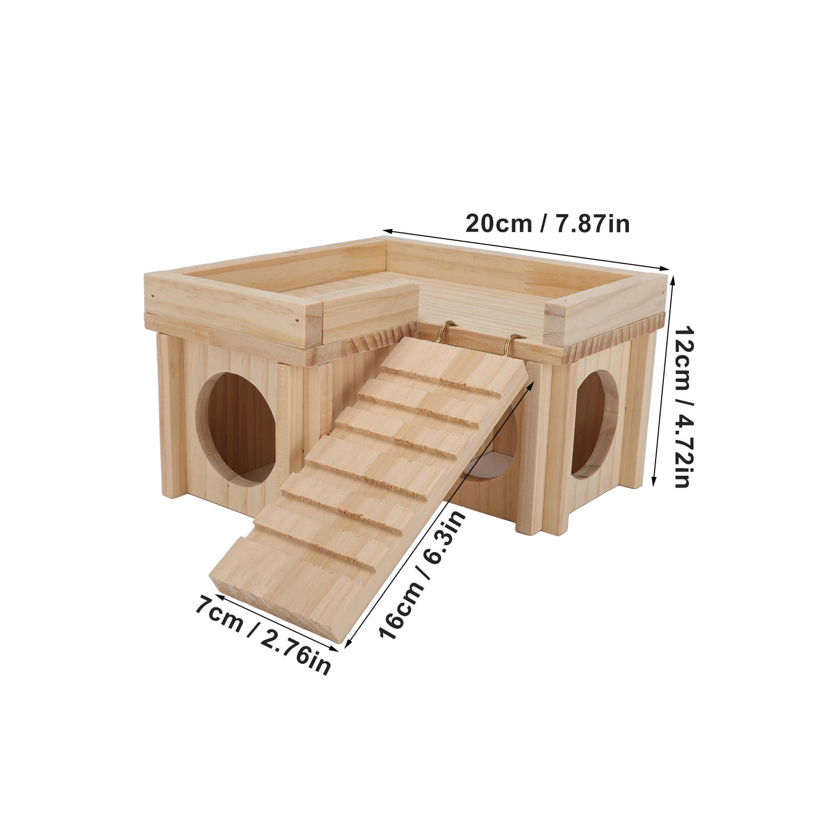 Suodoka Multi‑Room Wooden Hamster House with Maze Tunnel, Ladder & Easy‑Clean Design – Cozy Hideout for Small Pets
