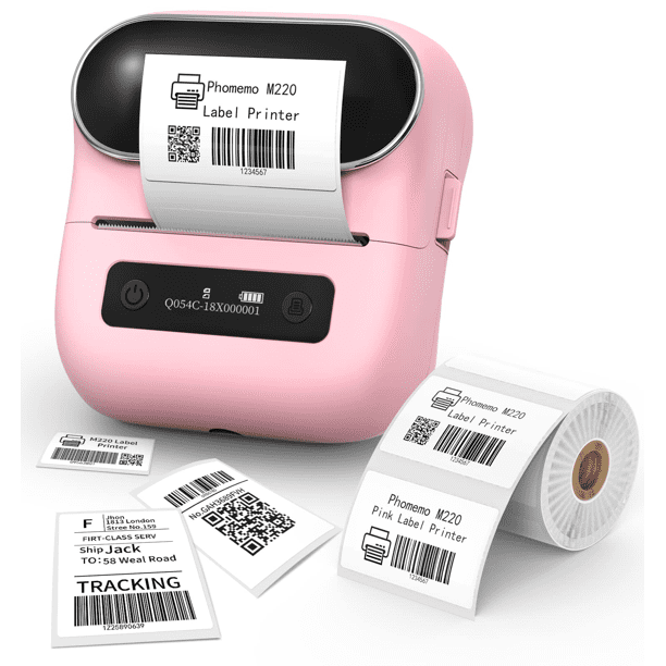 Phomemo Label Printer - M220 Label Maker, Bluetooth Mini Barcode Label Printer, Wireless Portable Sticker Label Maker Machine for Mailing, Storage, Address, Clothing, Home, Office,Pink - Walmart.com