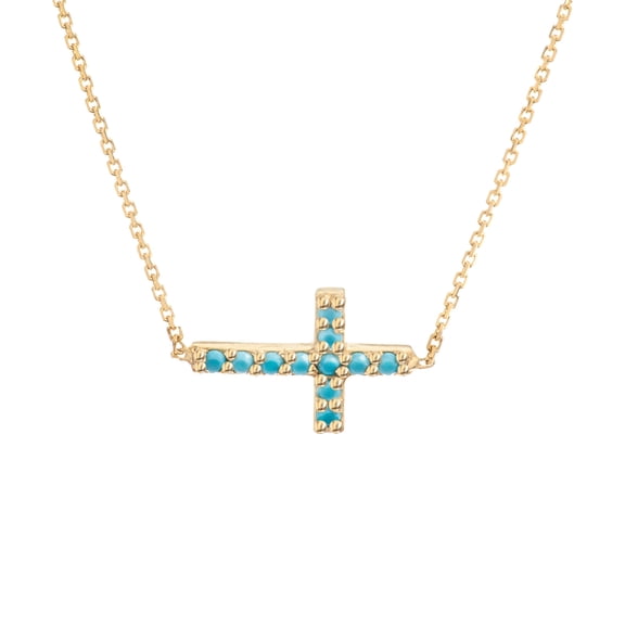 14K Yellow Gold Cross Pendant Necklace, 16" To 18" Adjustable