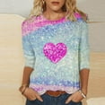thumbnail image 2 of BLVB Valentines Day Shirts Women Heart Graphic Valentines Day T Shirts 3/4 Sleeve Casual Crewneck Tops Blouses, 2 of 4