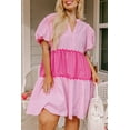 thumbnail image 1 of a.Jesdani Robe Mini Rose Coquette à Manches Bouffantes - Grande Taille, Rayures Tendance, 1 of 8