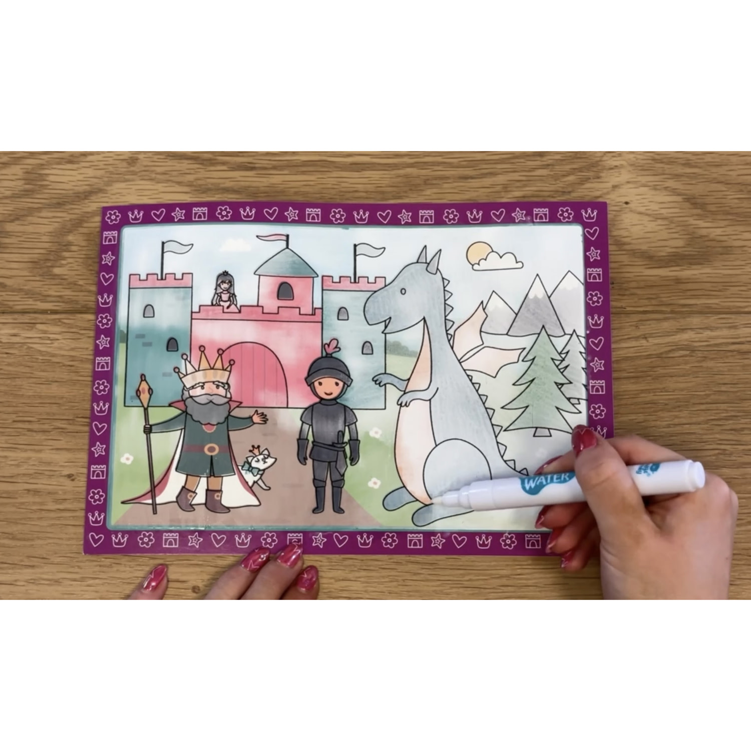 Buddy & Barney: Magic Water Drawing Set - Fairy Tale - Stencils-Magic Pen-Colored Pencils, Art Paper Sheets, Princess-Fantasy Themed Activity, Kids 3+