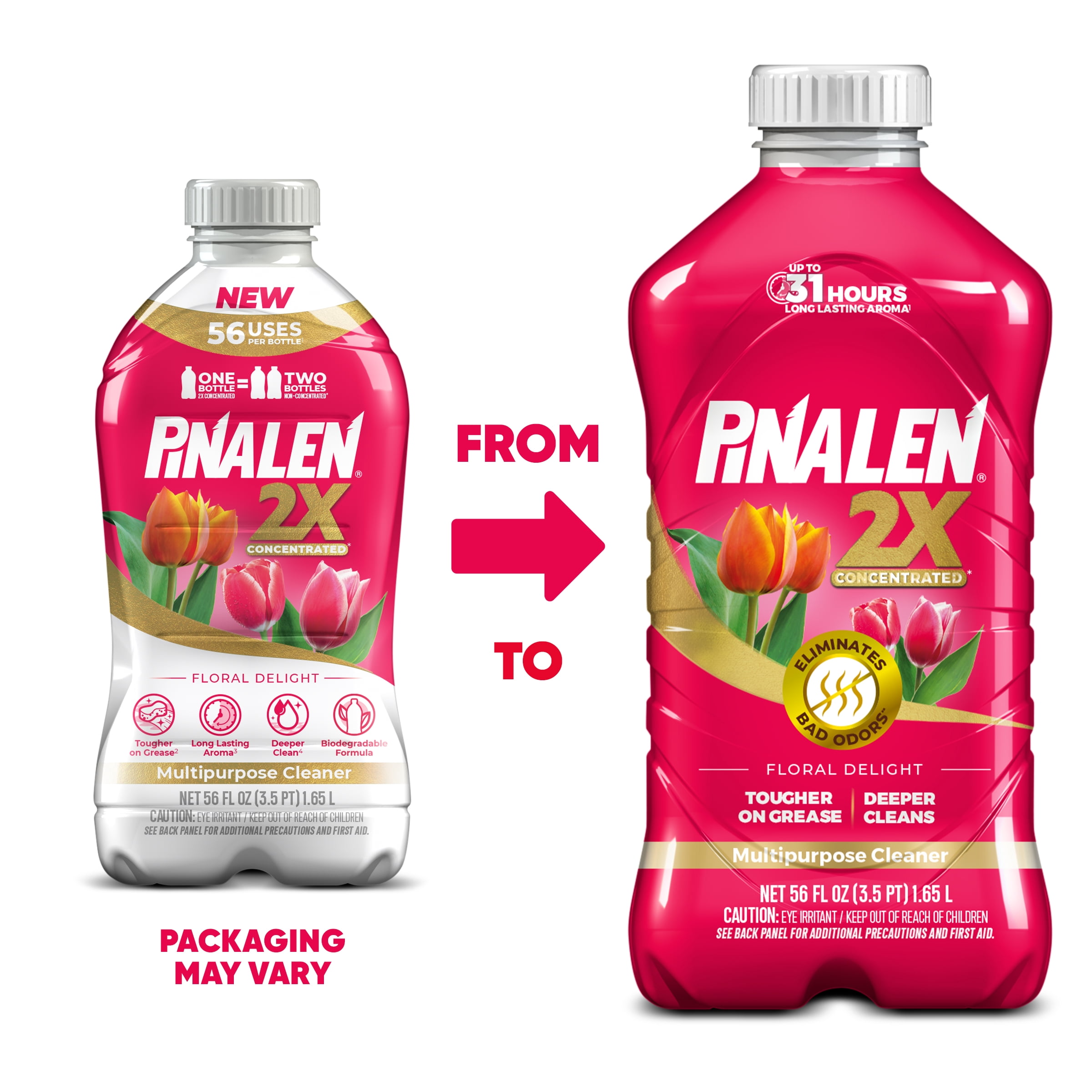 (3 pack) Pinalen 2X Max Aromas Household All Purpose Cleaner - Floral Delight Scent, 56 fl oz Size Bottle