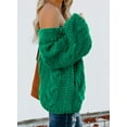 thumbnail image 2 of QWZNDZGR Women Sexy Long Sleeve Off Shoulder Loose Cable Knit Pullover Sweater, 2 of 3